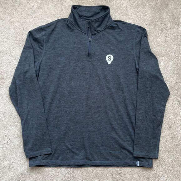 Marine Layer Weekend Sport 1/4 Zip Pullover Men Large Heather Gray Black Stretch - Picture 1 of 5